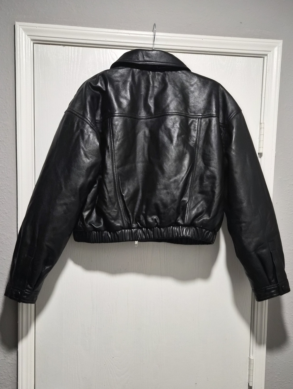 Camila Coelho Lamb Leather Black Raven Full Zip Leather Jacket Size M - Picture 7 of 12